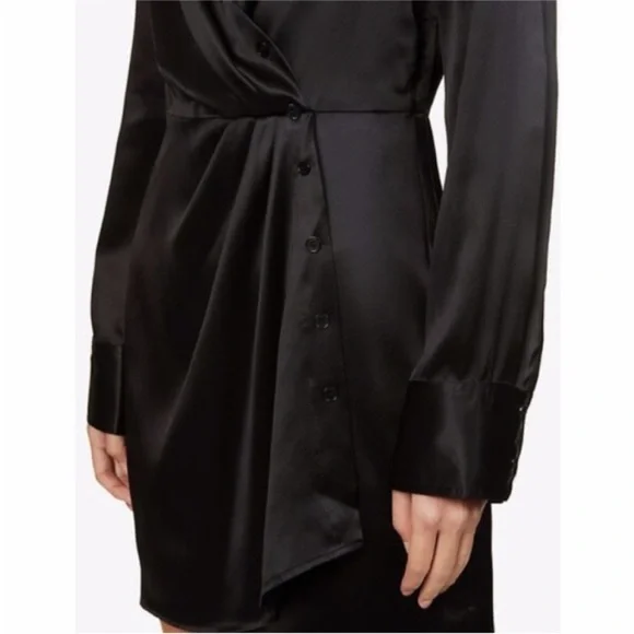 NEW Reformation Alaine 100% Silk Dress Black 2